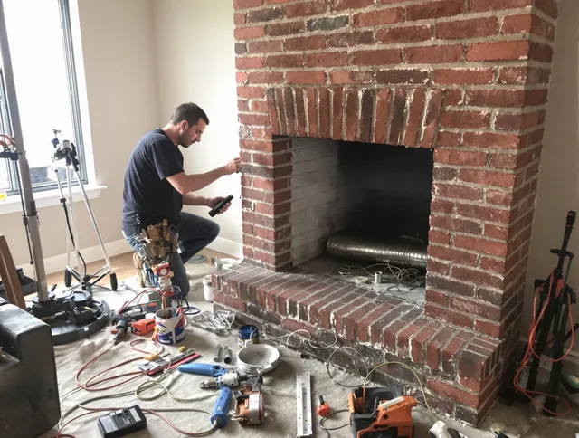 Longmeadow Chimney Sweep specialist finalizing chimney liner service in Longmeadow, MA