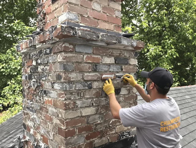 In-progress chimney restoration by Longmeadow Chimney Sweep in Longmeadow, MA