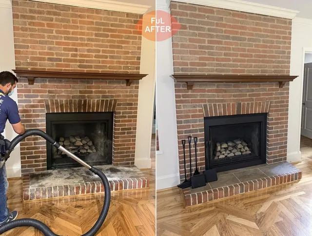 Longmeadow Chimney Sweep carefully sanitizing a fireplace in Longmeadow, MA