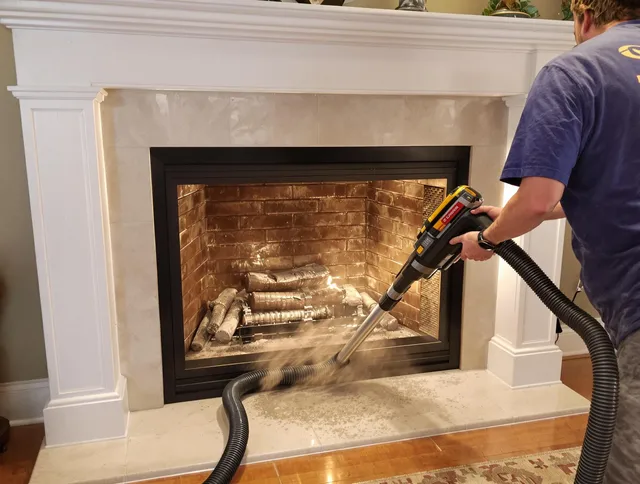 Fireplace cleaning performed by Longmeadow Chimney Sweep in Longmeadow, MA